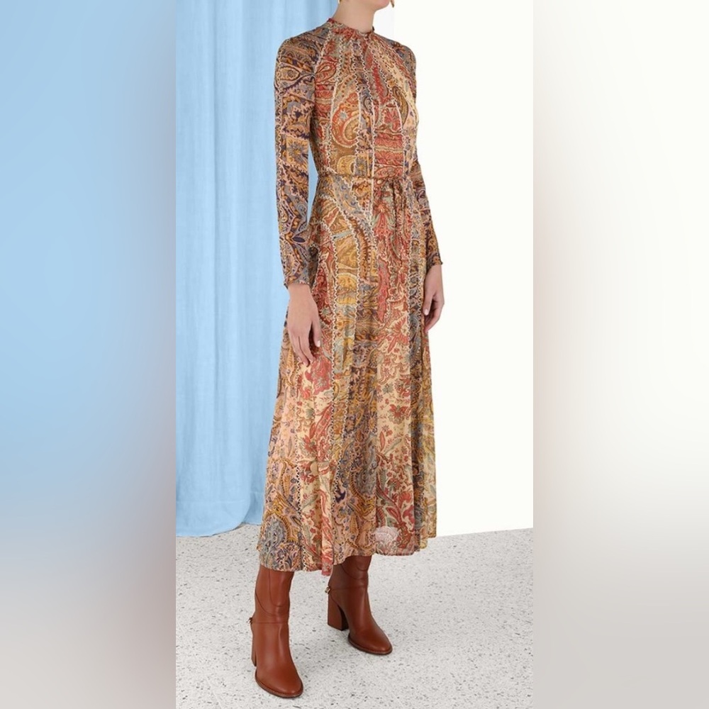 Zimmermann Luminosity Panelled Midi Dress Size AU 0P/US 2 - Picture 2 of 13